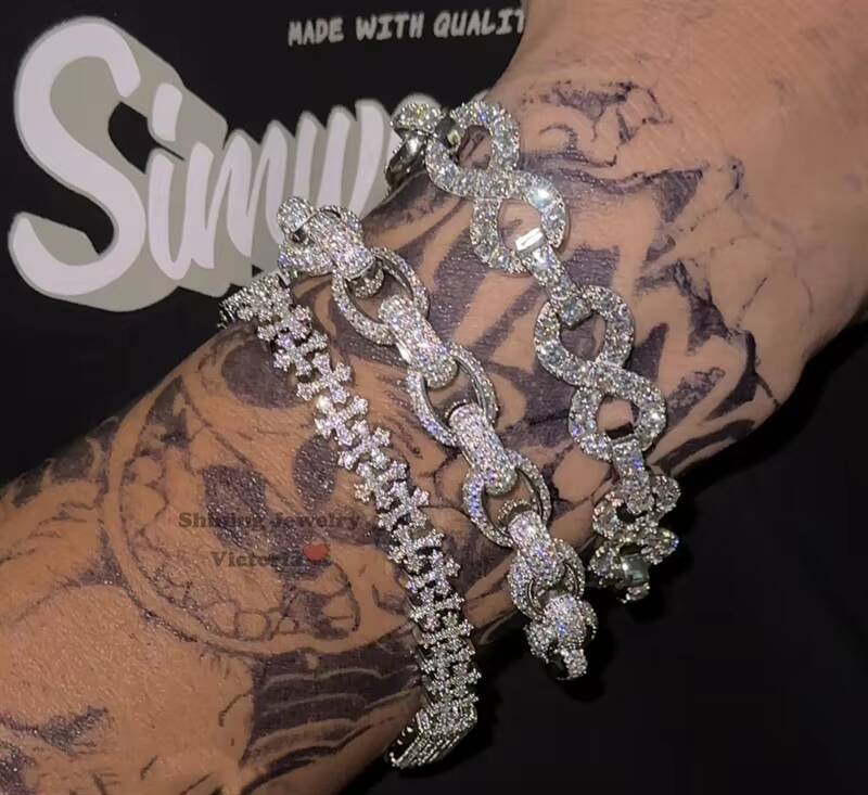 Stylish New Design Shining Jewelry Hot Sell Hip Hop Iced Out Chain 13MM Infinity Link Chain With VVS Moissanite Diamond