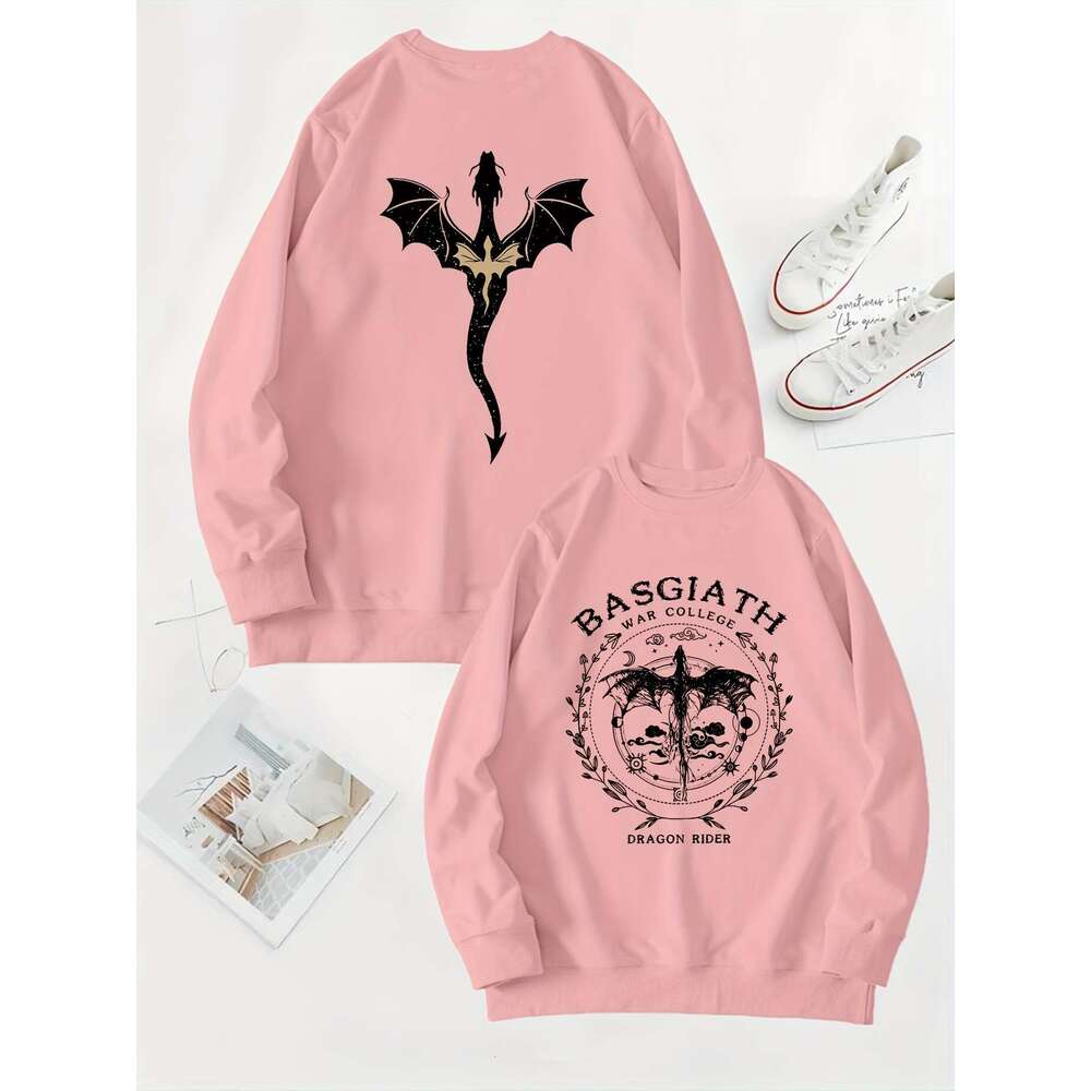Basgiath War College 2-sided Sweatshirt Fourth Wing Comfort Gift for Book Lover Long Sleeve Fleece Sweatshirt Y2K Streetwear