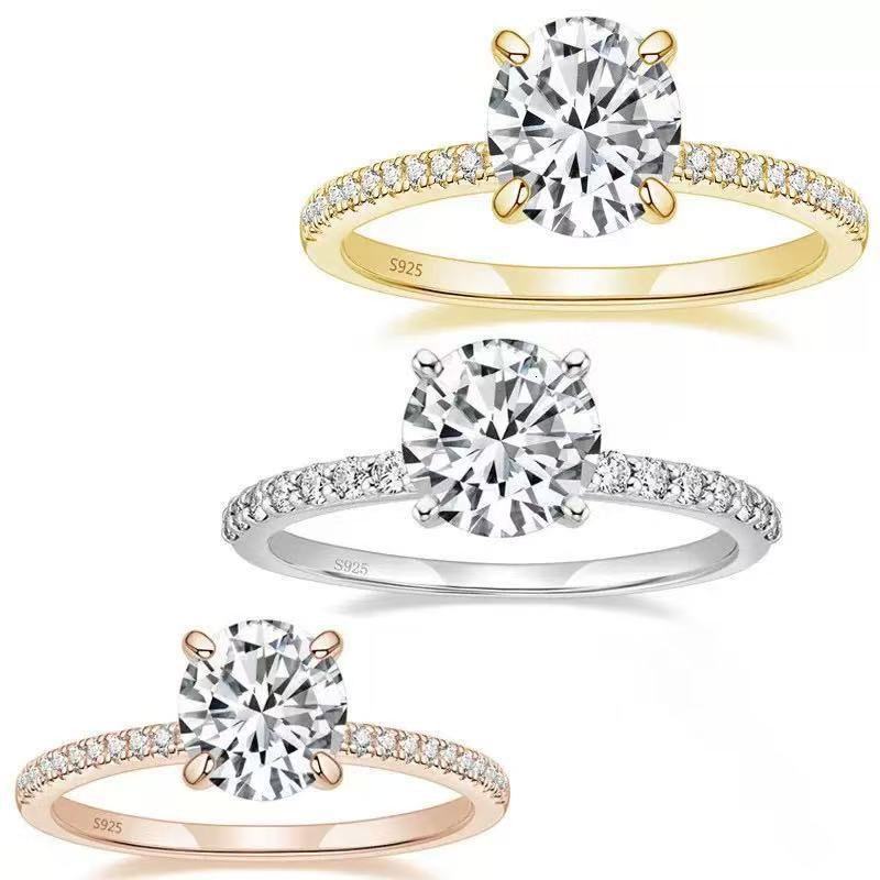 Wholesale Moissanite Solitaire Engagement Rings Women Jewelry Pass Diamond Tester 925 Silver Emerald Cut Vvs Diamond Ring