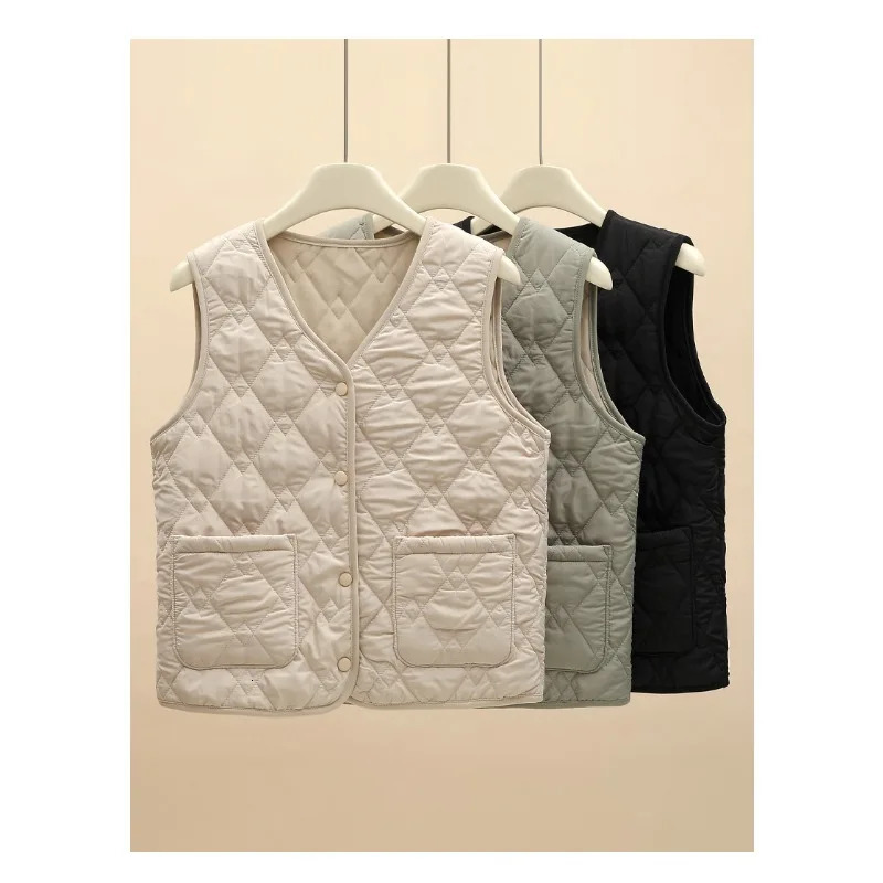 Womens Winter Fleece Lined Vest w Pockets Cropped Casual Athleisure Cardigan 251027