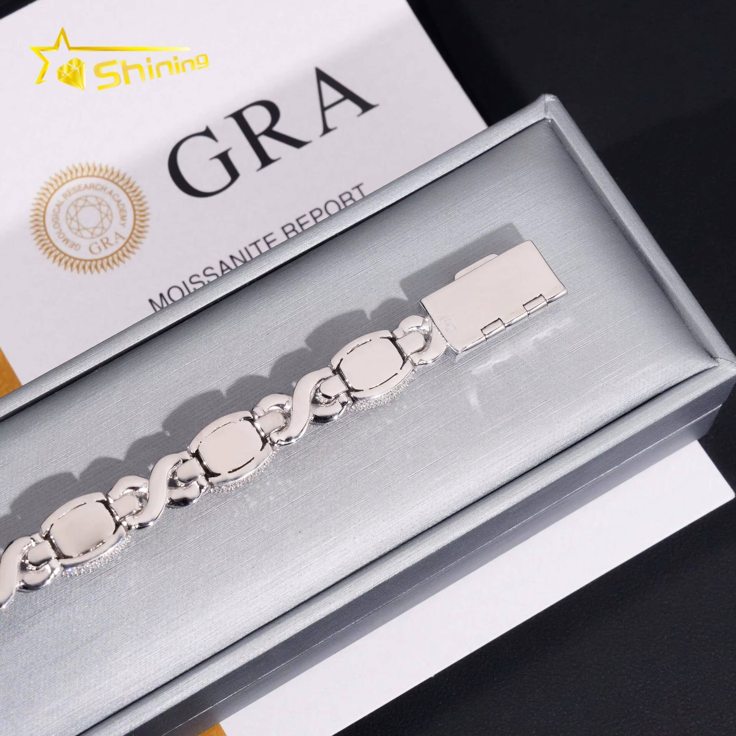 Hot Selling 925 Sterling Silver Hip Hop Iced Out Infinity Eye Moissante Cuban Link Bracelet