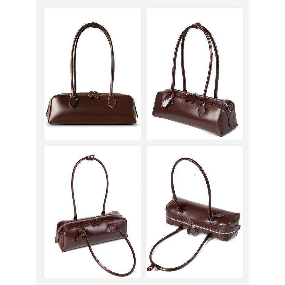 Zency Wine Red Designer Underarm Handbag Premium Oil Wax Leather Shoulder Bag Ladies Satchel French Style Waterproof