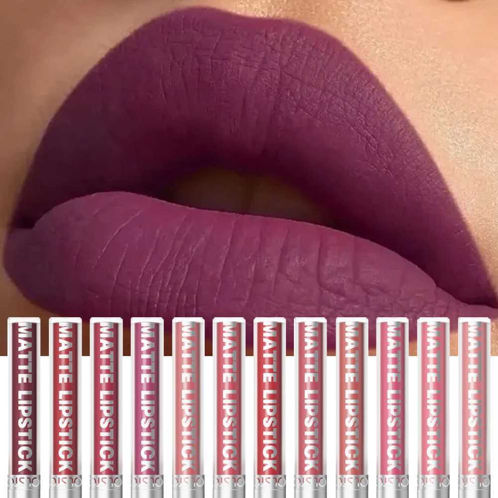 Velvet Matte Lip Glaze Easy To Color Dark Red Matte Liquid Lipstick Waterproof Lasting Moisturizing Brown Lip Gloss Cosmetic pc W251027