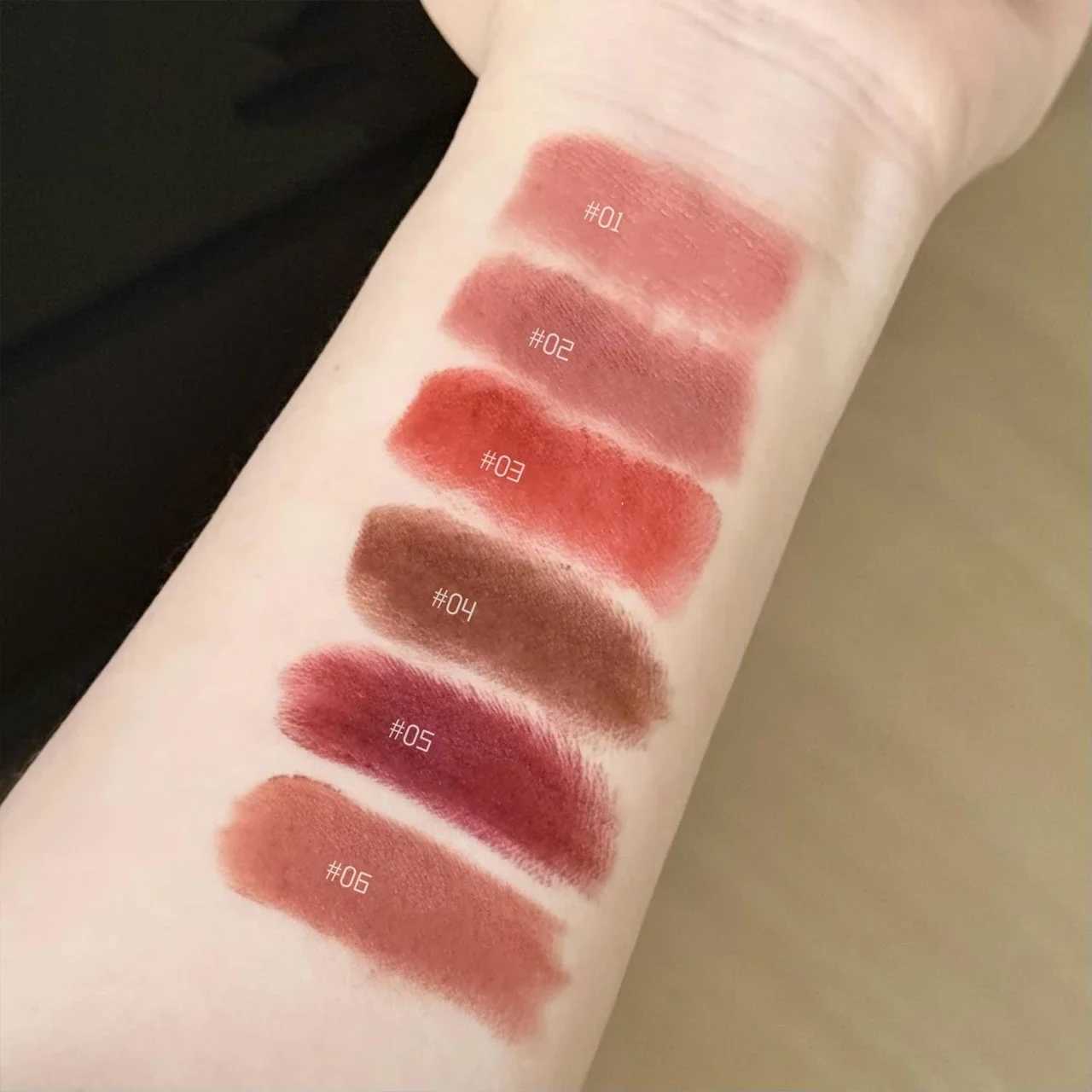 6Ccolors Matte Lipstick Crayon Milky Tea Purple Lip Tint Velvet Sexy Dark Red Lipstick Pen Nonstick Cup Lasting Brighten Makeup W251027