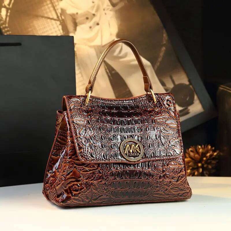 2025 New Trendy Retro Crocodile Pattern Middle Aged Mom's Bag, Women's Handbag, Single Shoulder Crossbody Bag