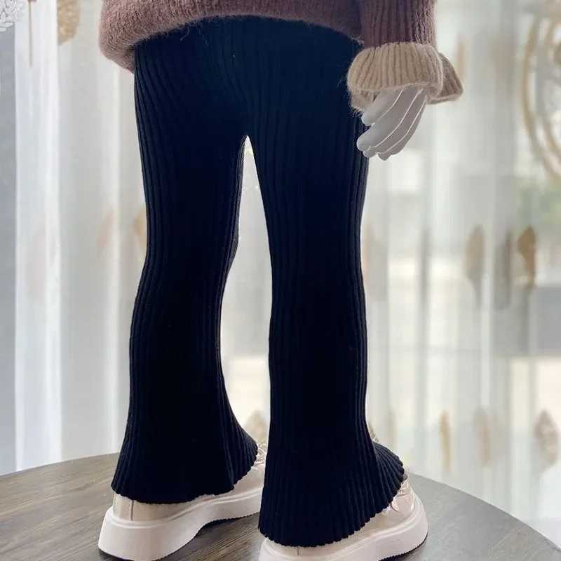 Children Clothing 2023 New Spring and Autumn Pants Girl Knitted Bell Bottoms Korean Style Baby Solid Color Wool Elastic LeggingsT251027