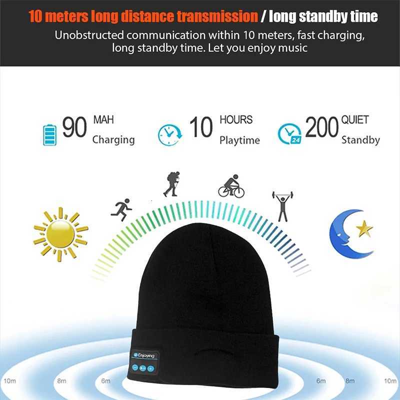 Fone Bluetooth Headphones Winter Warm Beanie Knit Hat Music Wireless Bluetooth Headset Sports Cap Wireless Earphones HatsW251027