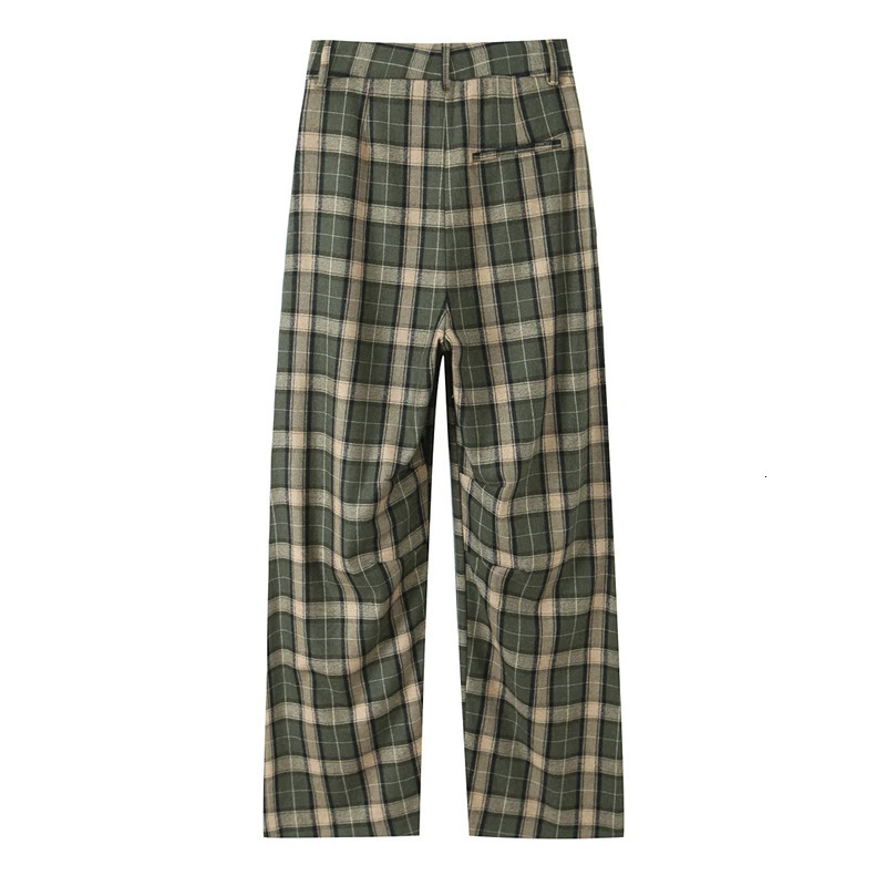 Autumn Vintage Casual Plaid Loose Slim StraightLeg Pants 251027