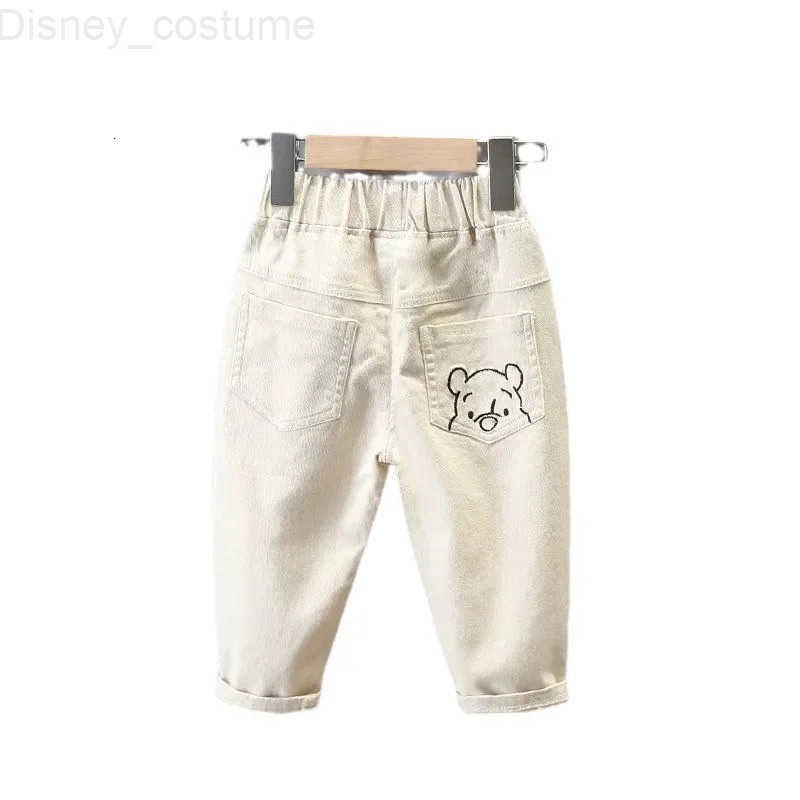 Disney Spring Autumn Kids Cartoon Mickey Mouse Jeans Baby Boys Girls Pocket Print Straight Denim Pants Children Fashion Casual Trousers H251027