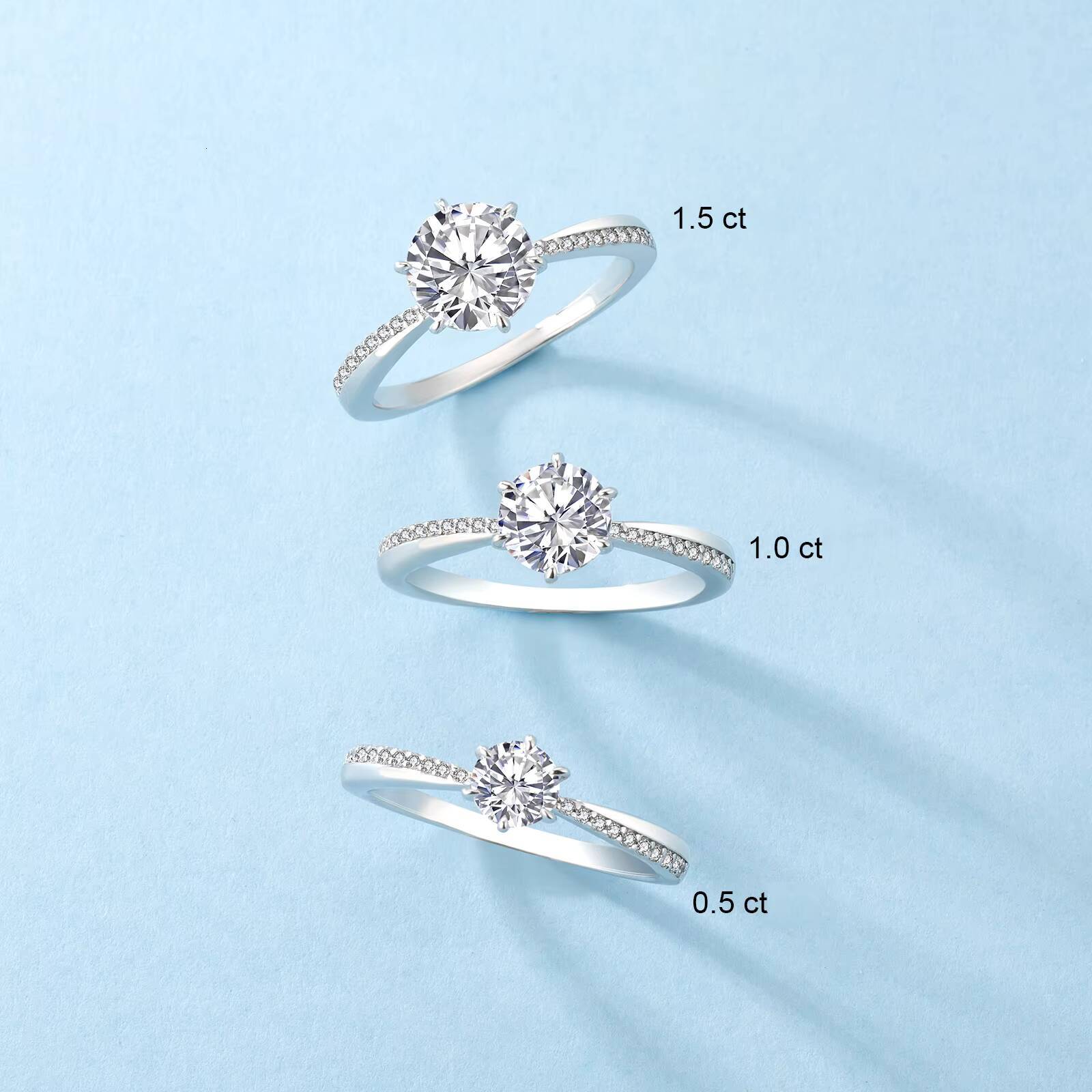 Moissanite Jewelry 925 Sterling Silver Moissanite Ring Round White Heart Vvs Diamond Engagement Moissanite Rings for Women