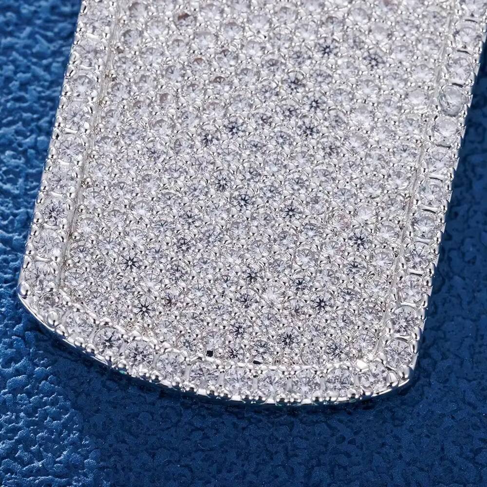 Popular Hiphop Jewelry Fully VVS Moissanite Sterling Silver 925 Dog Tag Iced Out Pendant