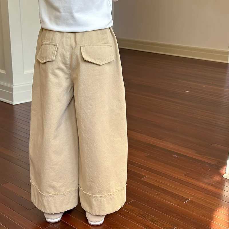 Childrens Pants Fashionable Straight Leg Pants Autumn New Trend Boys and Girls Solid Color Splicing Casual PantsT251027
