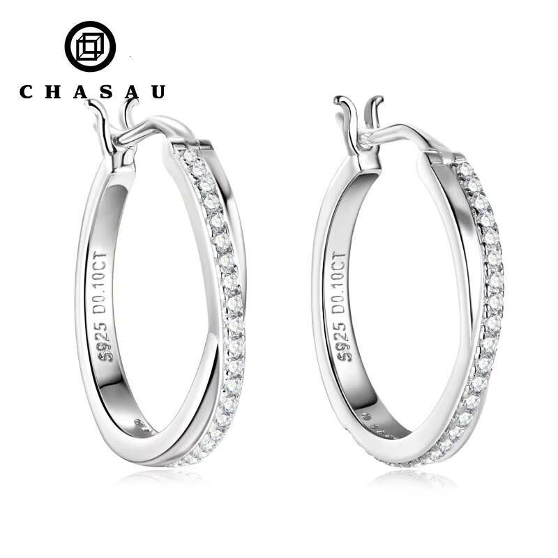 925 Silver 18K Gold Plated Clip Diamond Stud Earrings Wedding Jewelry Gift Classic Real Moissanite Hoop Earrings for Women