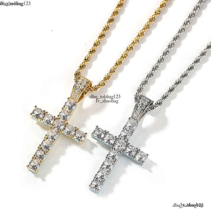 necklace moissanite chain New Cross Personalized Side Glow Set PendantCuban Chain Hip Hop Personality jewelry Moissanite dia 825 aaa