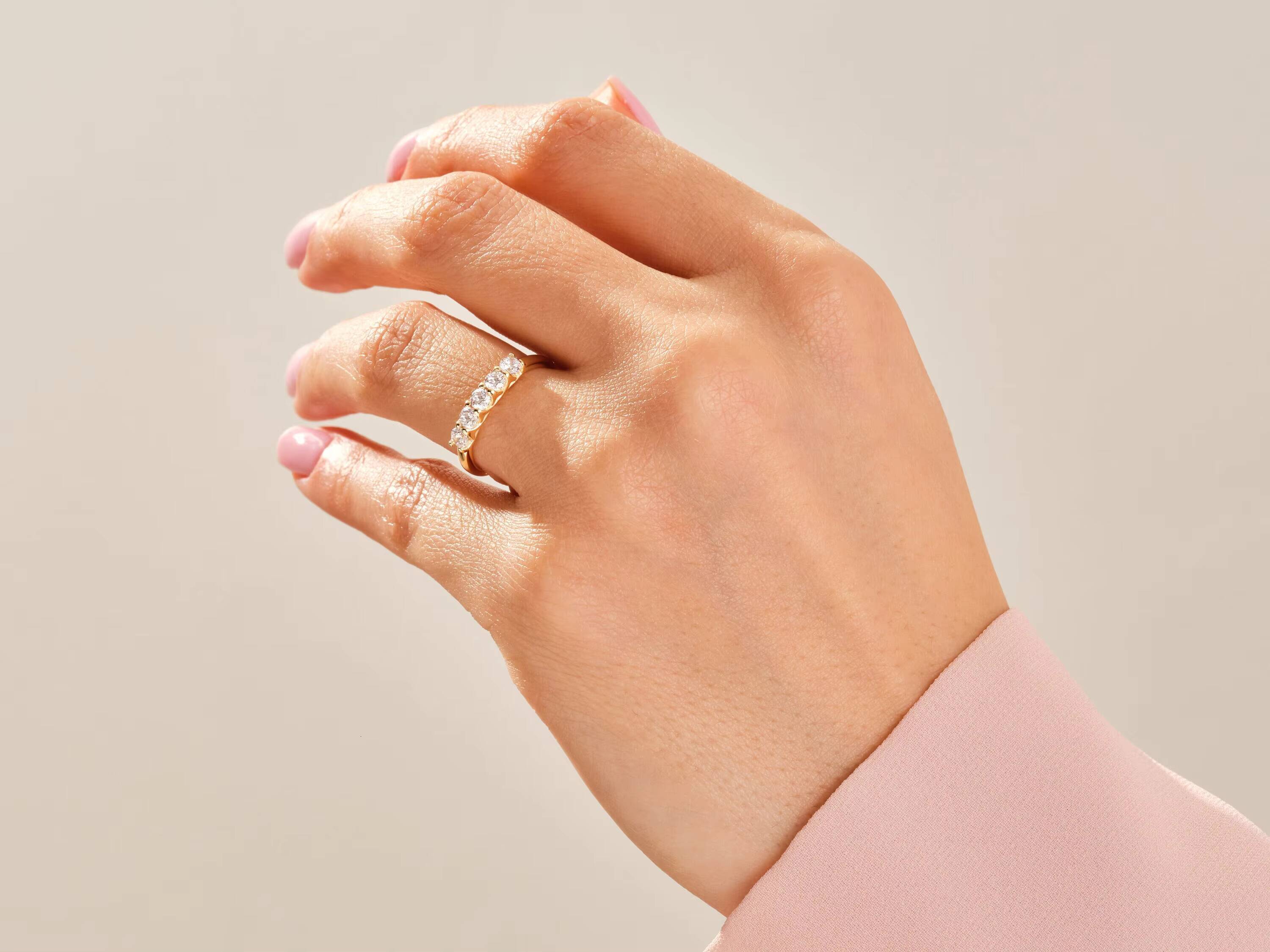 Five Stone Trellis Diamond Band 050 Ct Tw Lab Diamond Wedding Anniversary Ring for Women