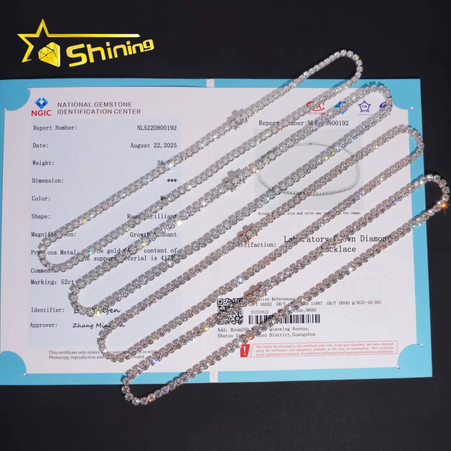 Hip Hop Jewelry Classic Prong Setting Top Quality 10k Rose Gold Lab Grown Diamond Tennis Chain