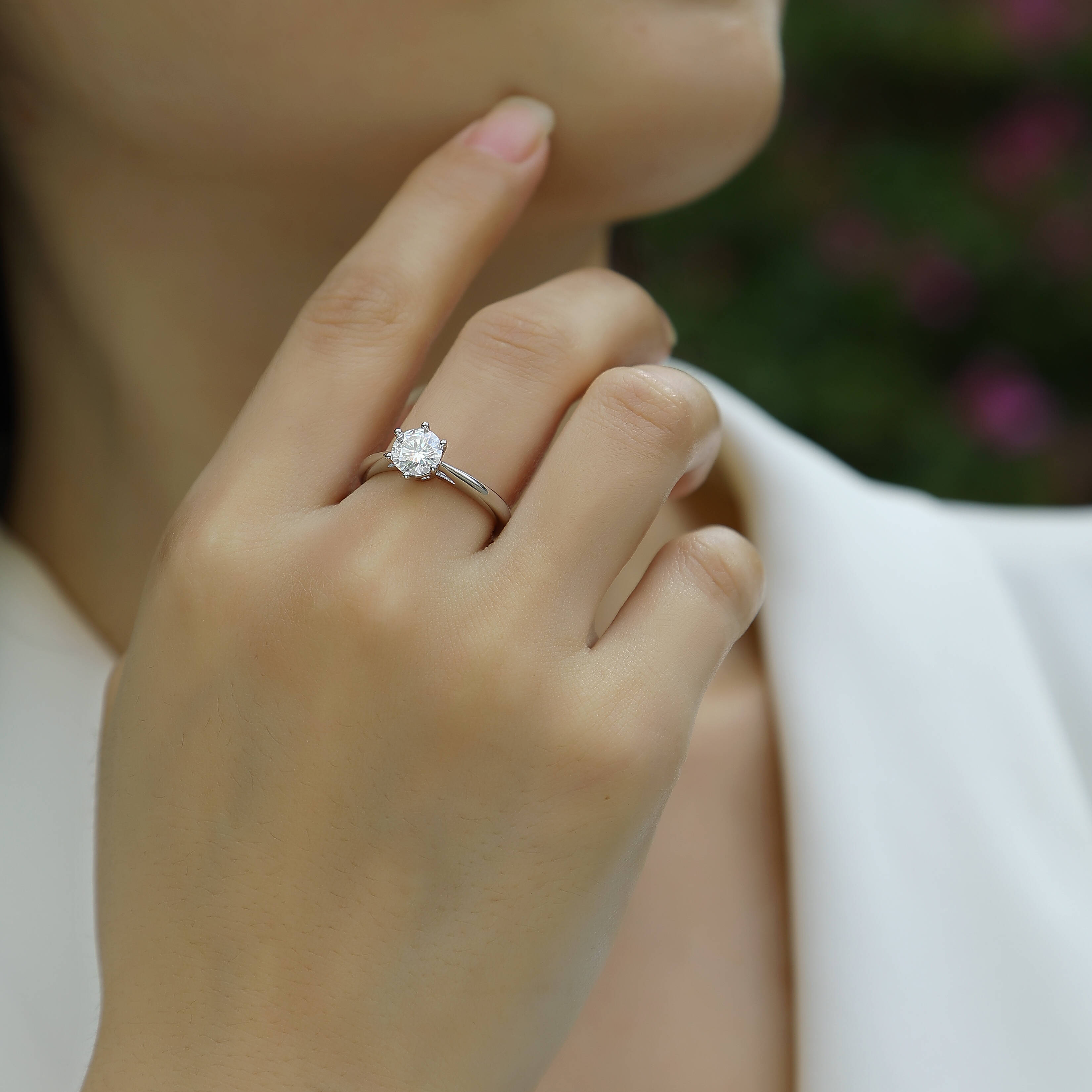 Factory Price Wholesale Fine Rings Wedding Classic Sixclaw Moissanite Rings S925 Sterling Silver Solitaire Rings for Women