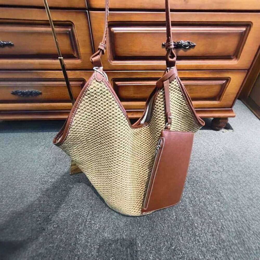 Lafayette New Style Versatile Woven Straw Handbag Ladies Single Shoulder Beach Tote Crossbody Bucket Bag Polyester Lining