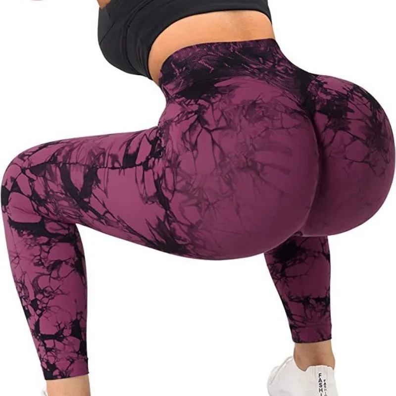 Seamless V Waist Leggings Women Tie Dye Slim Tights Stretchy High Waist Running Cycling Sexy Hip Liftting Yoga Fitness Pants 251027