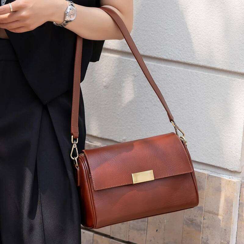 Women's Genuine Cowhide Leather Crossbody Retro Versatile Ladies Shoulder Bag Brand Accessories