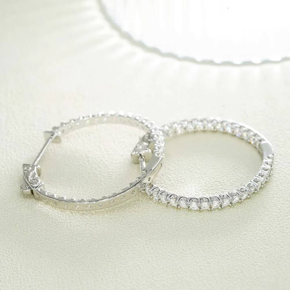 Factory Price Big Hoop Iced Out Moissanite Earrings 925 Sterling Silver Moissanite Diamond Hoop Earrings for Women