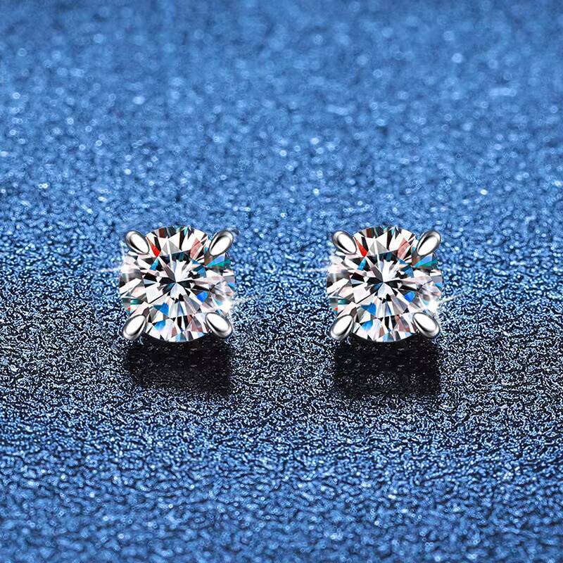 Fashionable S925 Sterling Silver Moissanite Earrings for Women Men EarLess FourClaw Design Magnetic Cure Anniversary Parties