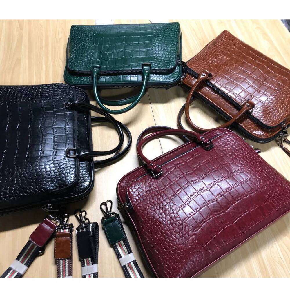 Motaora 2025 Women's Leather Briefcase For 14-Inch Laptops Women Professional Business Shoulder Bag Fashion Solid Handbags