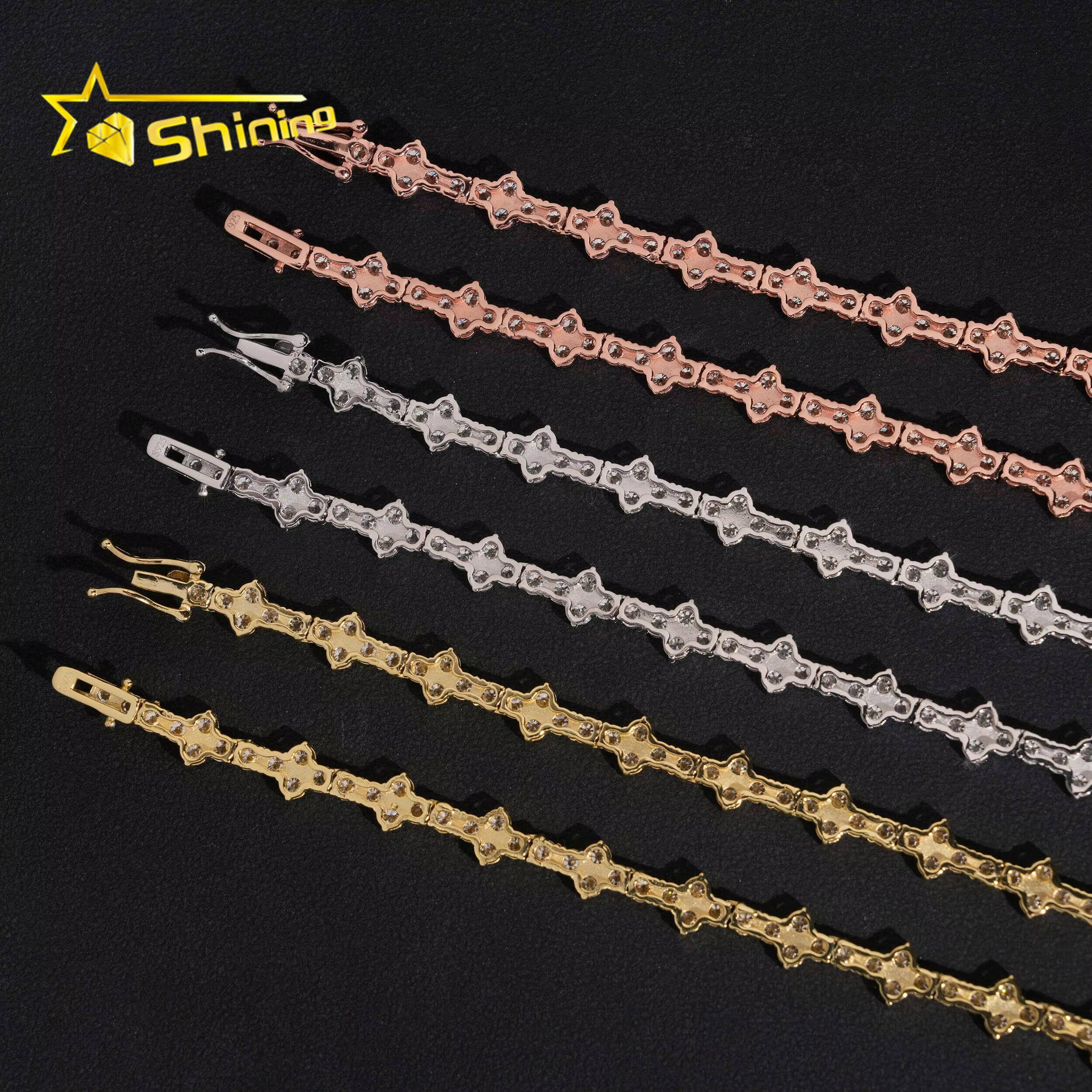 Hot Selling 18K Gold Plated Necklace 3mm 925 Silver Corss Moissanite Tennis Chain GRA Certificated Custom Chains for Men Women