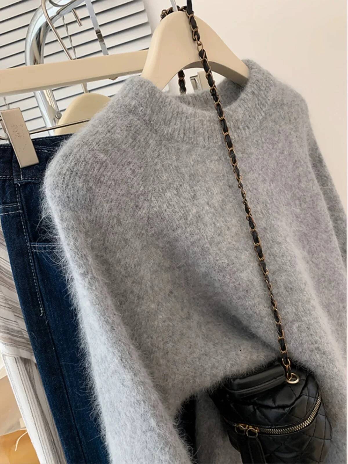 High-End 100% Pure Cashmere Women's Autumn And Winter New Shoulder-Inserted Loose Lazy Thick Sweater