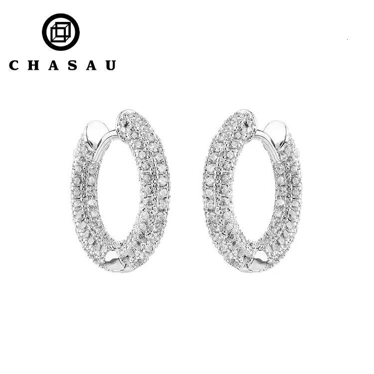 Passed Diamond Test GRA Certificated Shinning Sparkling Hoop 925 Sterling Silver Iced Out Moissanite Stud Earrings