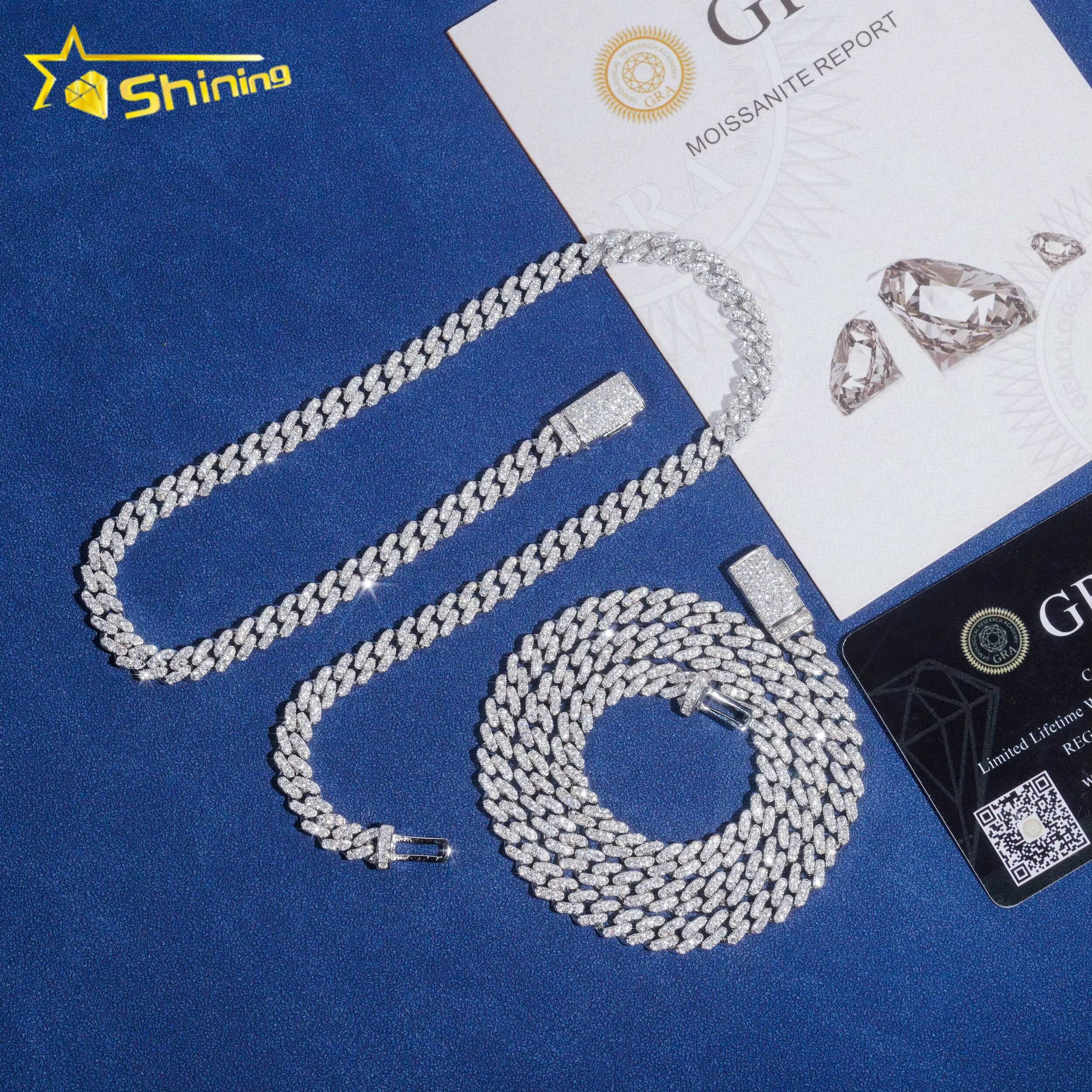 RTS 6mm Hip Hop Necklace for Men S925 Silver with Vvs Moissanite Iced Out Diamond Cuban Link Chain Moissanite Jewelry