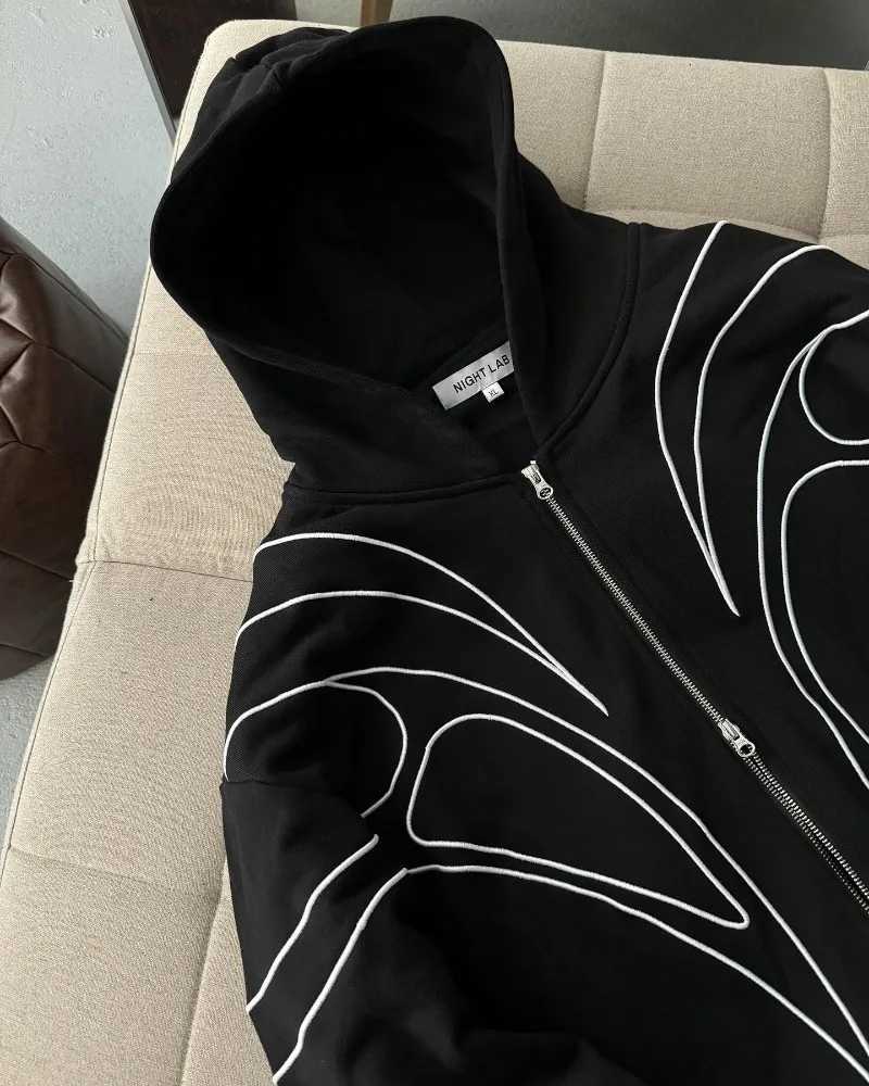 American Fashion Punk Fashion Oversized Hoodie Mens Y2K Dress Hip Hop Harajuku Loose Zipper Sweater Hoodie for Couples W251027