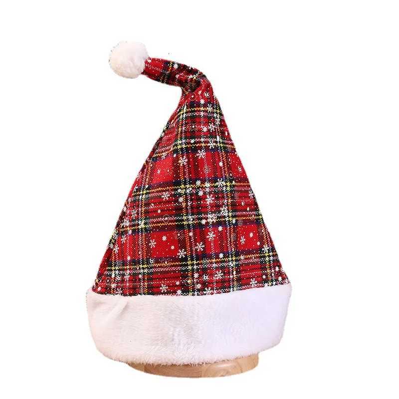 Snowflake Christmas Hat Red And Black Checkerboard Patterned Warm Plush Ball Christmas Hat Christmas Party Decoration GiftW251027