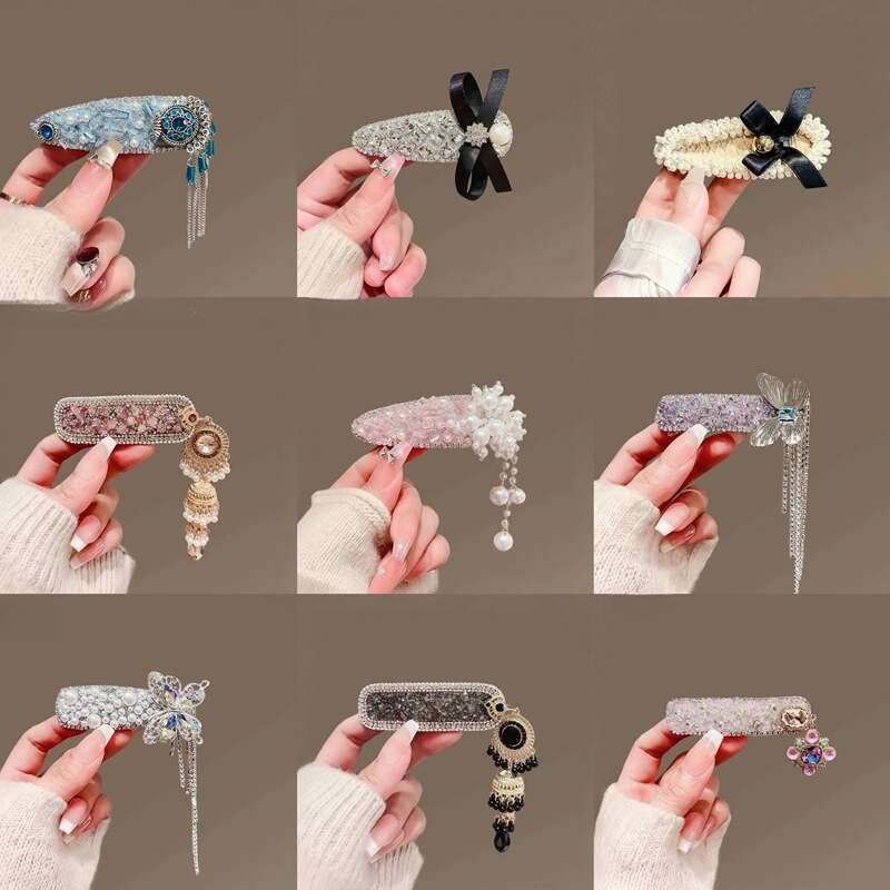 2025 New Flower Tassel Fashionable Crystal Side Bangs Pearl BB Clip Hairpin Hair Accessory