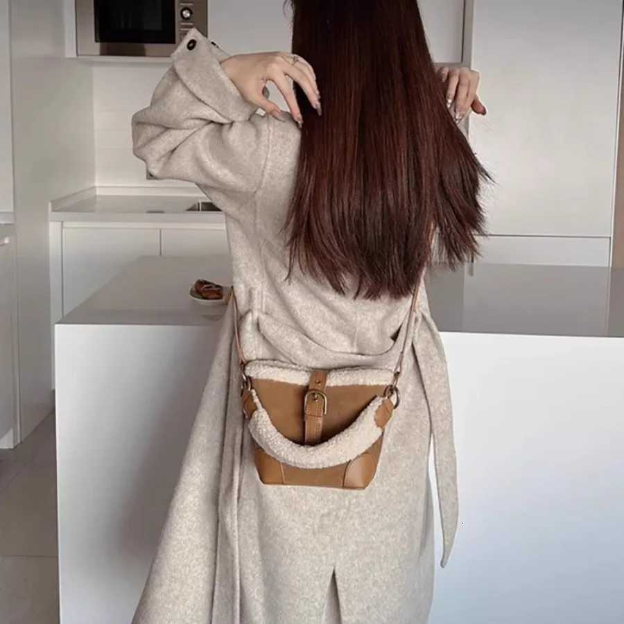 Autumn and winter fashion lambs wool bucket bag suede retro mini simple handbag single shoulder crossbody womens bags Y251027