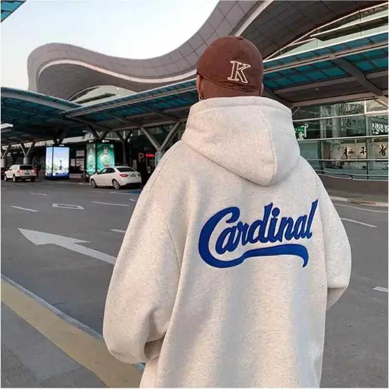 Korean Fashion Men Hoodies Autumn Winter Harajuku Letter Print Oversized Pullover Hip Hop Long Sleeve Hooded Street Sweatshirts W251027