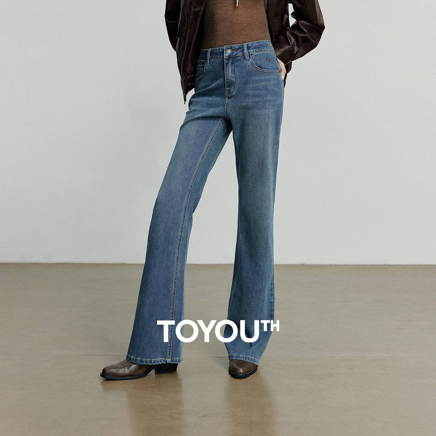 winter jacket women TOYOUTH Women Jeans Autumn NewAsymmetric Slim-Fit Slimming Stretch Bootcut Pants