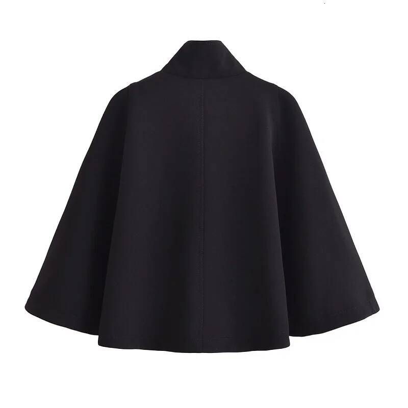 winter jacket women HXAO Black Cropped Cape Women's Autumn Winter Oversized Long Sleeve Short Cloak Outerwear Fashion Casual Elegant Coat