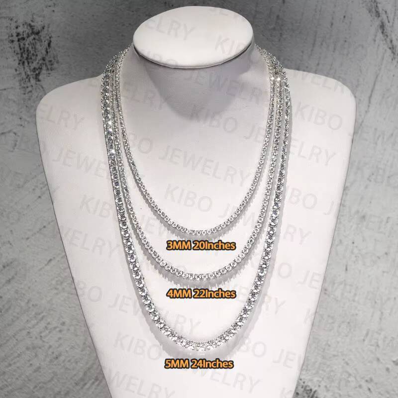Wholesale Jewelry Hip Hop Gold Plated 925 Sterling Silver VVS Moissanite Diamond Tennis Chain Bracelet Necklace for Men Women