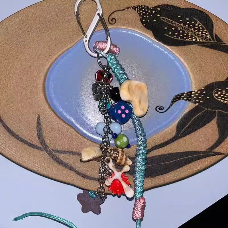 DIY handmade keychain Romantic heart shaped bag pendant Colorful Stars decorate 251023