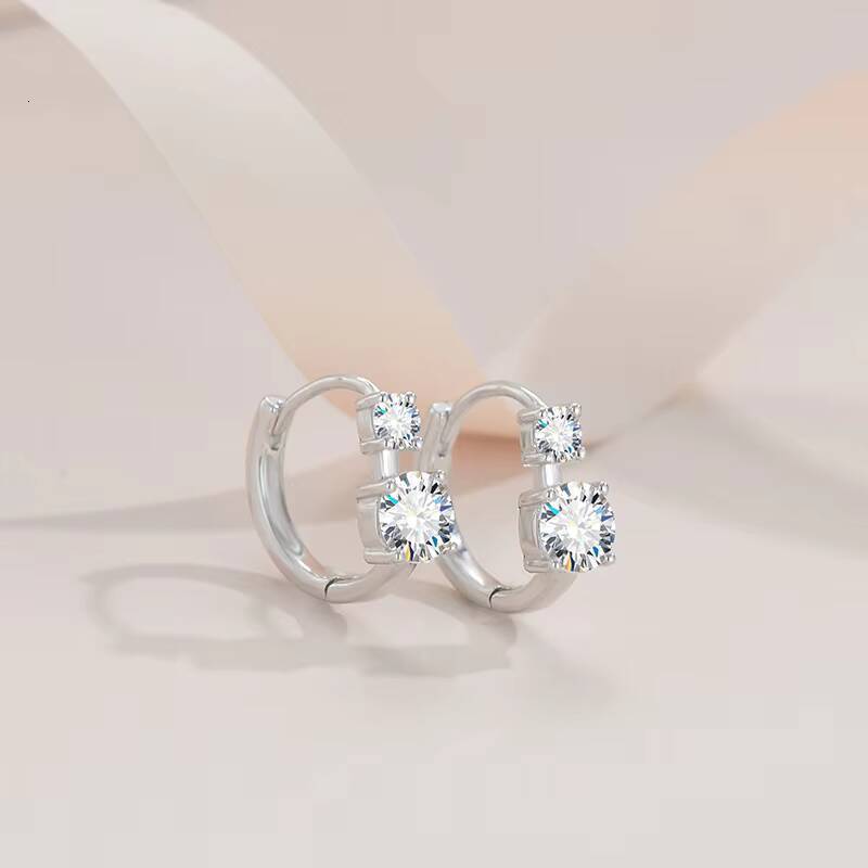 Fine Jewelry 925 Sterling Silver Moissanite Earrings Platina Plated 12CT2 Diamond Hoop Stud Earrings for Wedding Women