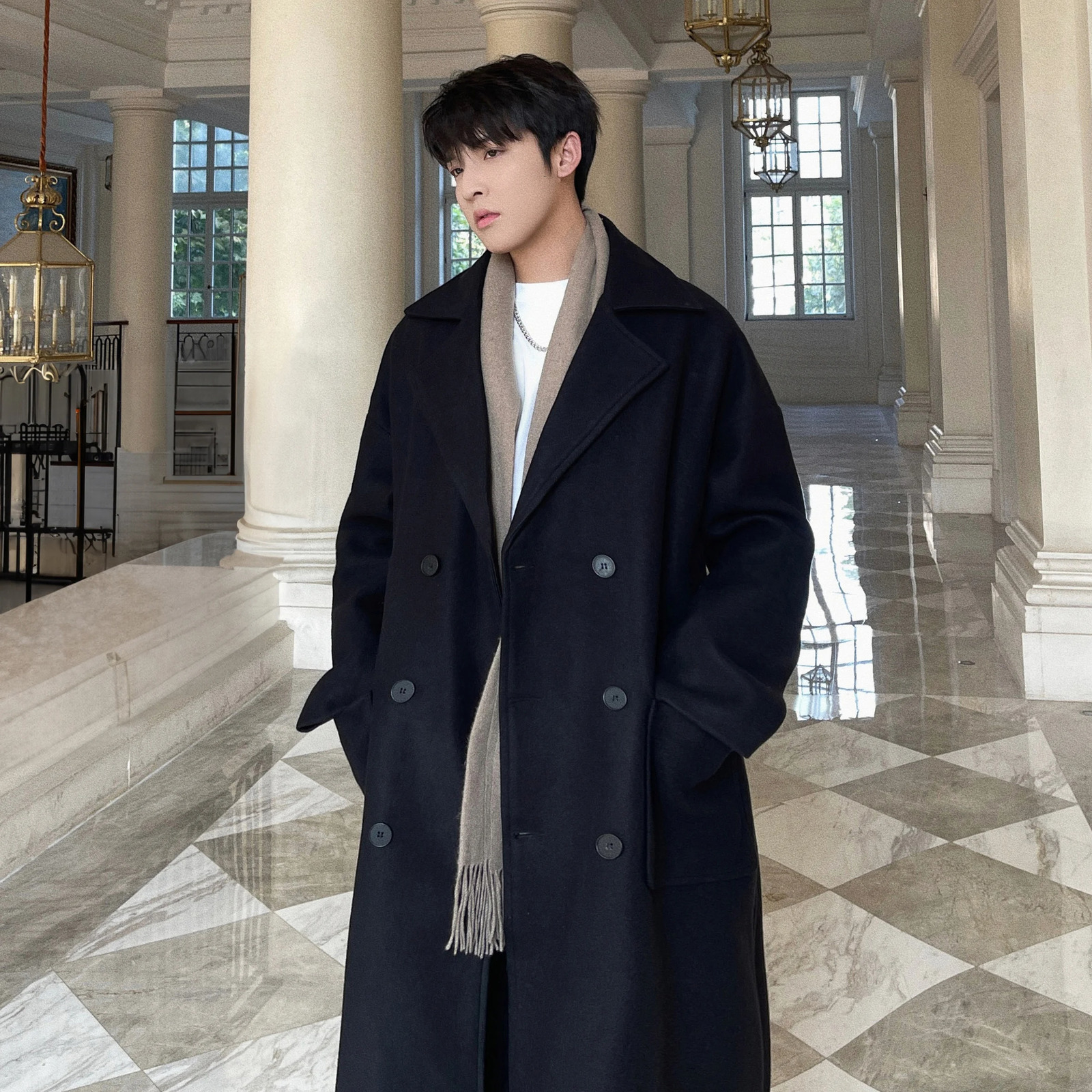 Long Coats for Men Woolen Jackets 2024 Winter Thicken Coat Trench Korean Vintage Loose Heavy Leisure Overcoat 251016