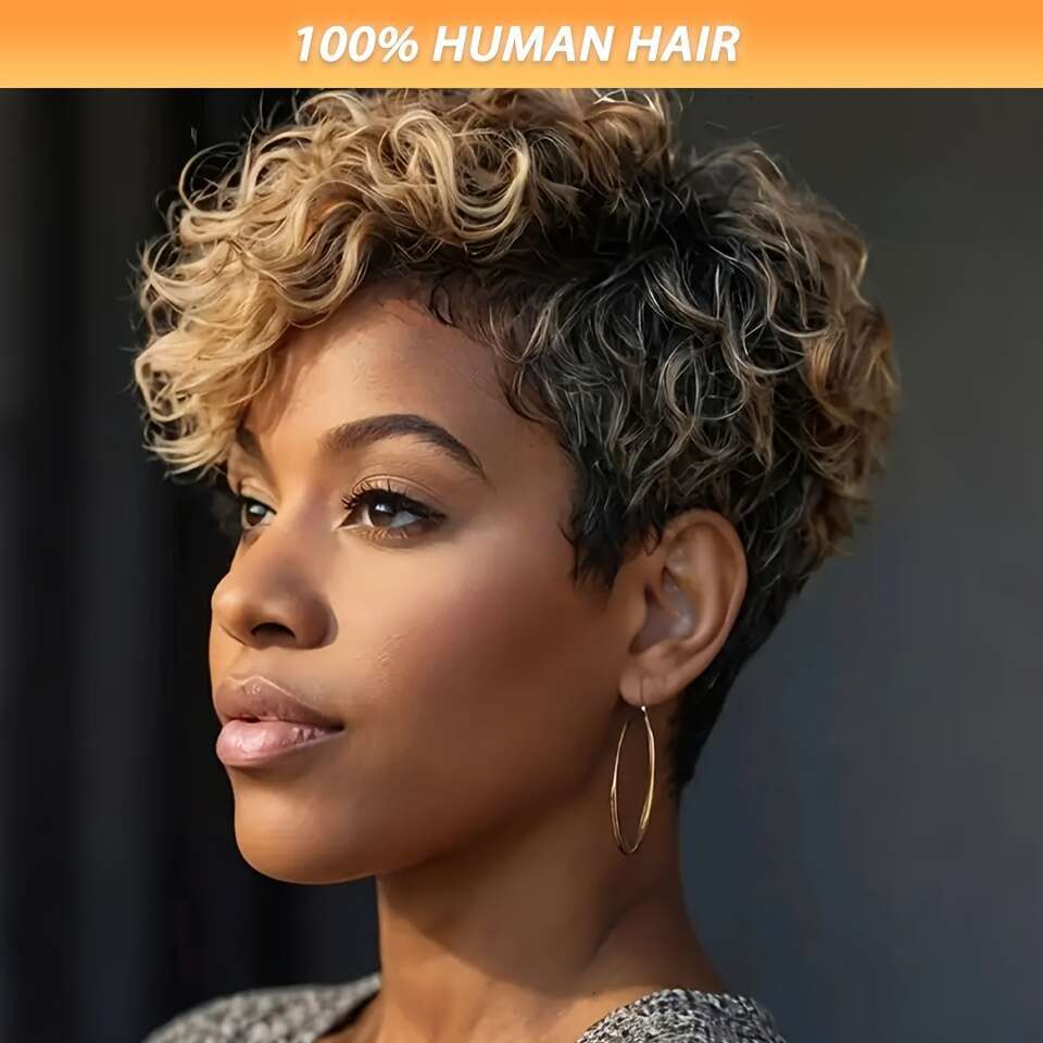 Women's 150% Density Real Wig Bobble Curled Natural Style With Rose Mesh Cap, Secure Fit Breathable Comfort African American 100% Human Wigs For 