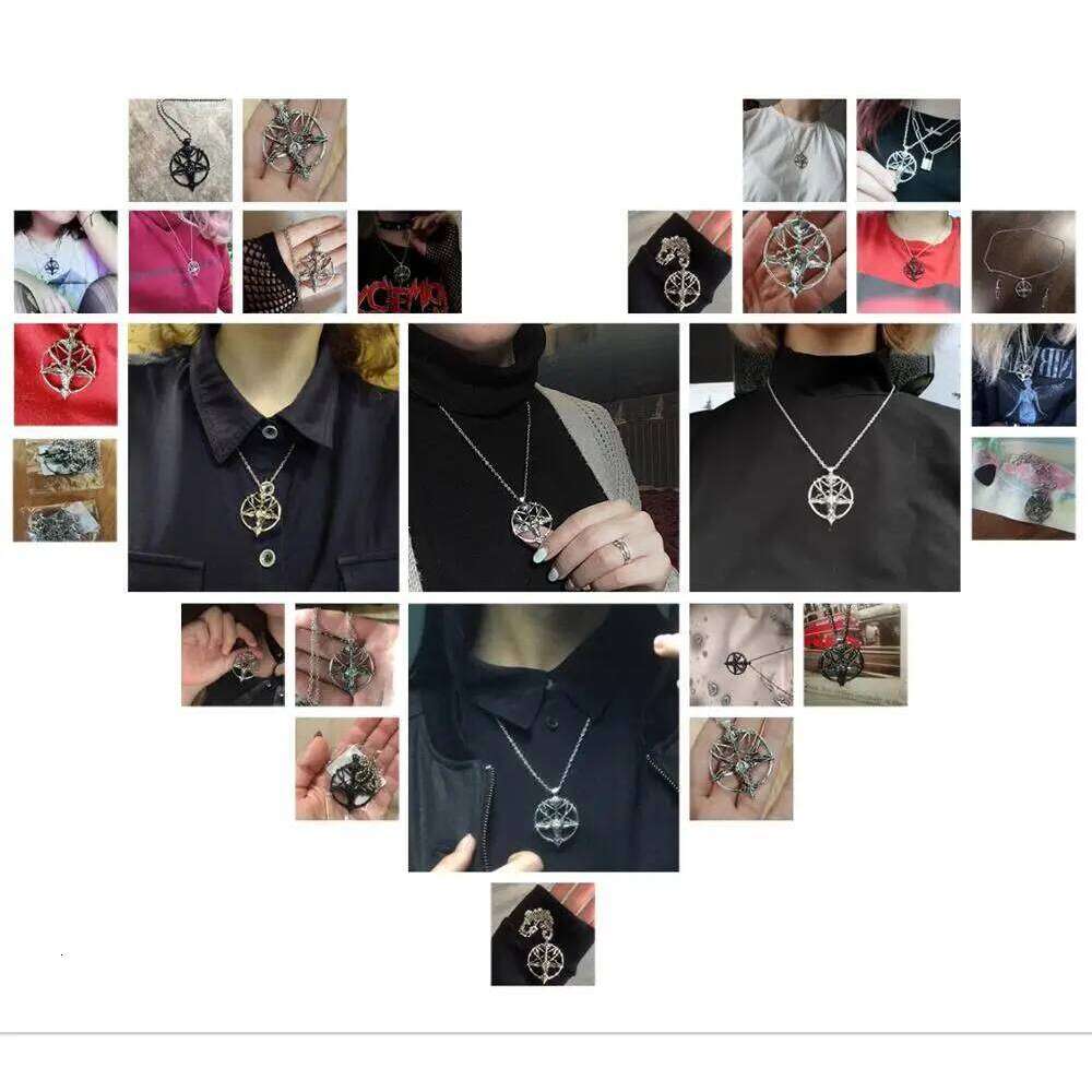 Fashion Vintage Women Men Pentagram Pan God Skull Goat Head Pendant Chain Necklace Jewelry