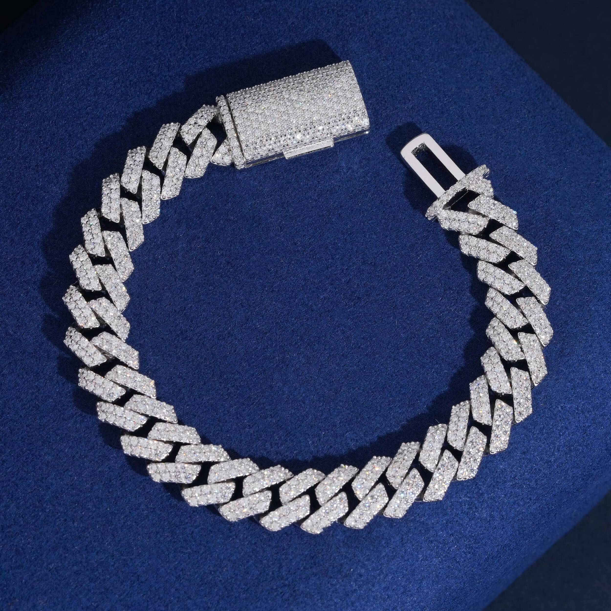 925 Sterling Silver Iced Out VVS Lab Grown Diamond Cuban Link Bracelet 8MM