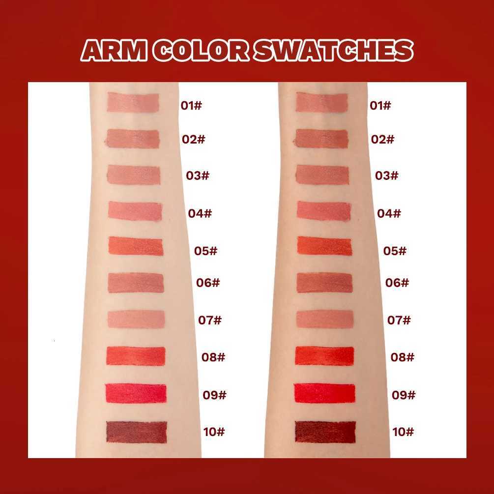 QIBEST Nude Lipstick Matte Lip Gloss High Pigment Makeup Classic Sexy Lipgloss NonStick Cup Long Lasting Red Lip Tint Cosmetics W251027