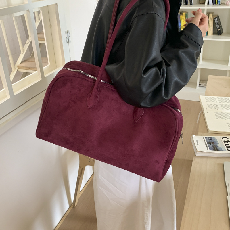 Free shipping designer bag Suede Suede Boston Bag Women Autumn and Winter New Large Capacity Commuting Tote Bag Handbag