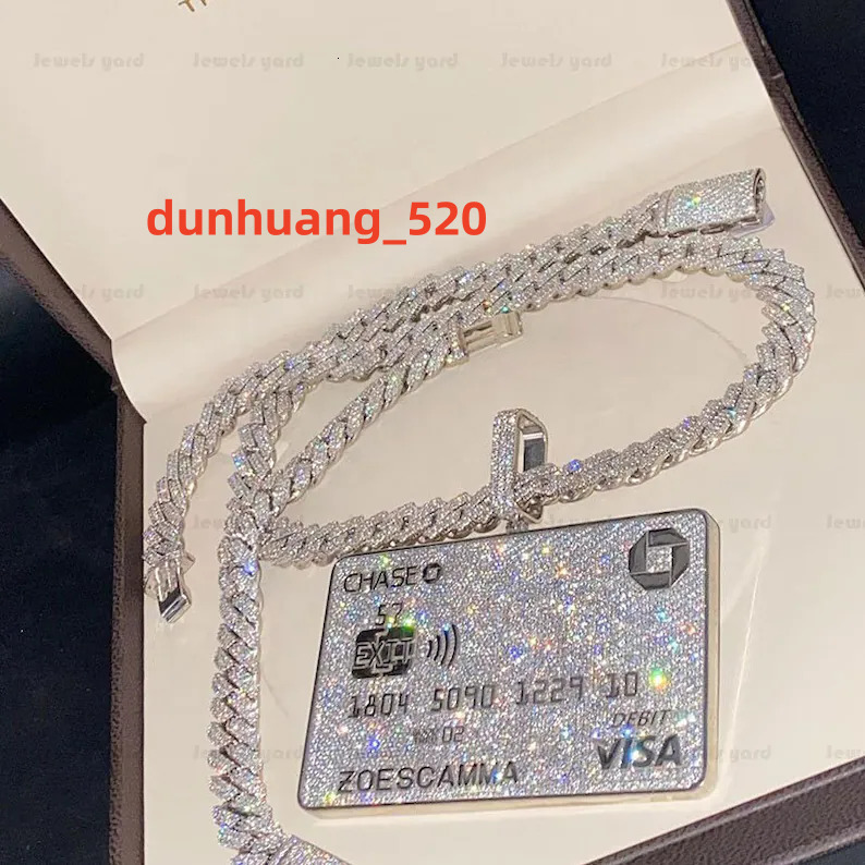 Credit Card Pendant 925 Sterling Silver VVS Moissanite Hip Hop Jewelry Custom Moissanite Pendant