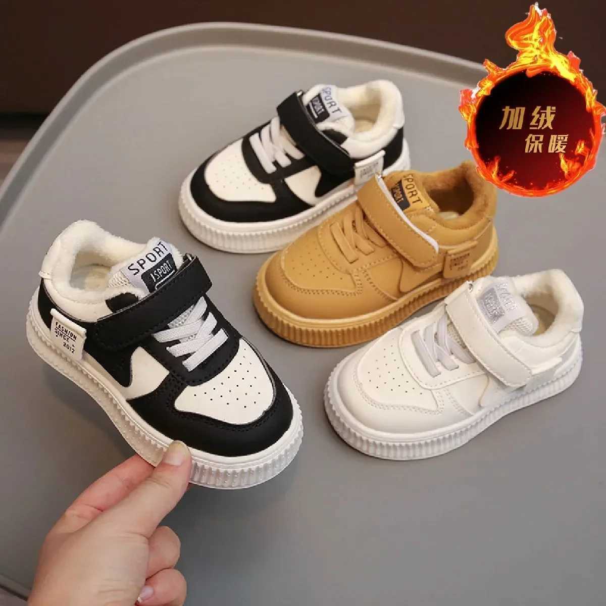 Childrens Sneakers Autumn Winter Boys Sport Shoes Girls Comfy Thicken Warm Velet Lined Casual Shoes Toddler Nonslip Footwear S251027