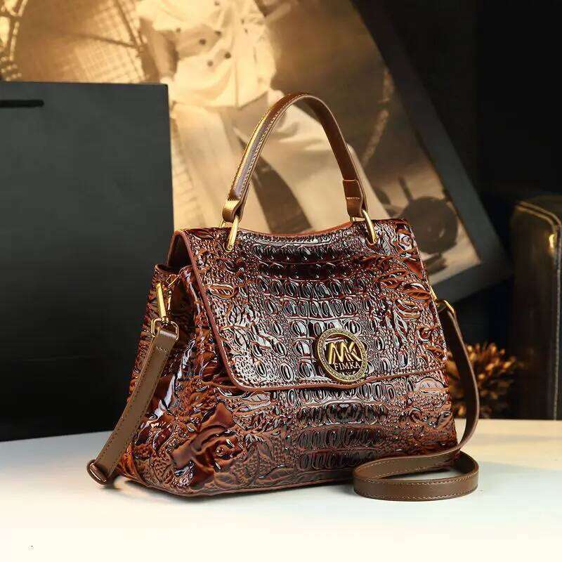 2025 New Trendy Retro Crocodile Pattern Middle Aged Mom's Bag, Women's Handbag, Single Shoulder Crossbody Bag